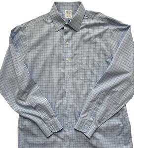 Brooks Brothers Regent Men’s Dress Shirt 36 Blue Check Long Sleeve 100% Cotton